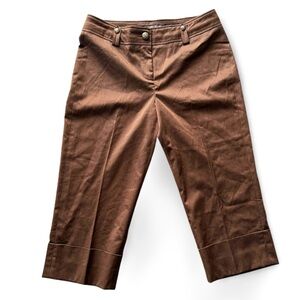 Y2K Steampunk Victorian Pinstripe Capri Pants Brown Pirate Core Size Large